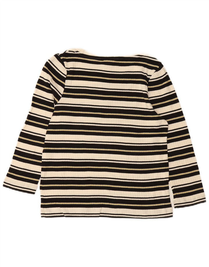 WHITE STUFF Womens Top 3/4 Sleeve UK 12 Medium White Striped Cotton