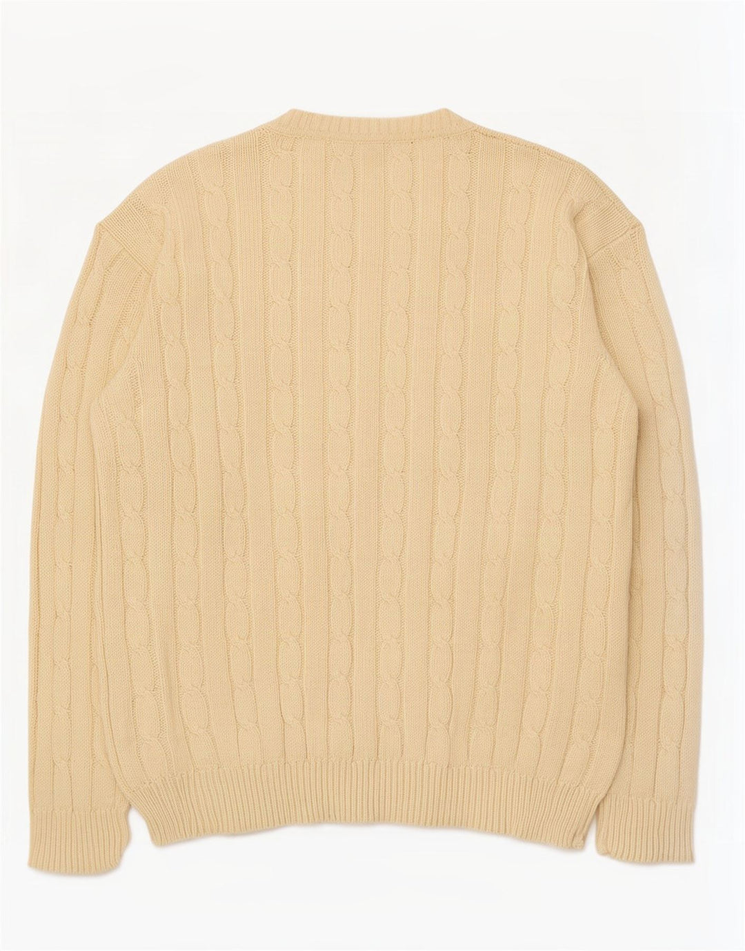 Vintage Mens Cardigan Sweater XL Beige Cotton