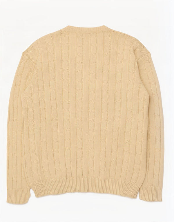 Vintage Mens Cardigan Sweater XL Beige Cotton