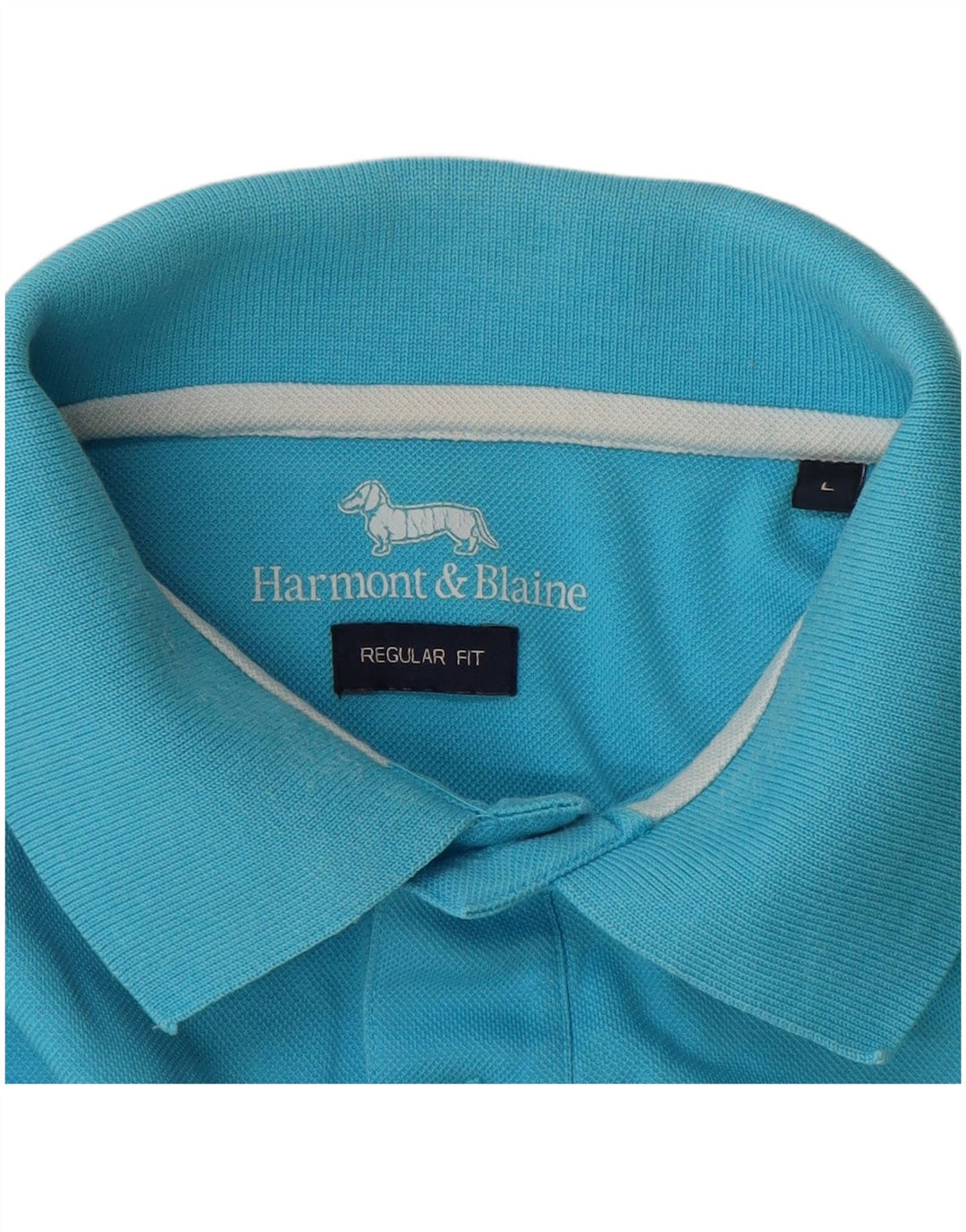 HARMONT & BLAINE Mens Regular Fit Polo Shirt Large Blue Cotton