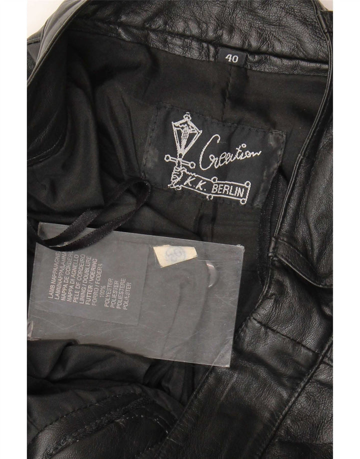 K.K.Berlin Womens Straight Leather Trousers EU 40 Medium W32 L29 Black