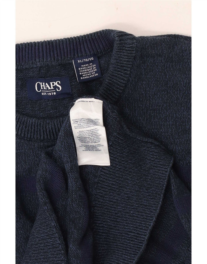 Chaps Mens Crew Neck Jumper Sweater XL Navy Blue Cotton