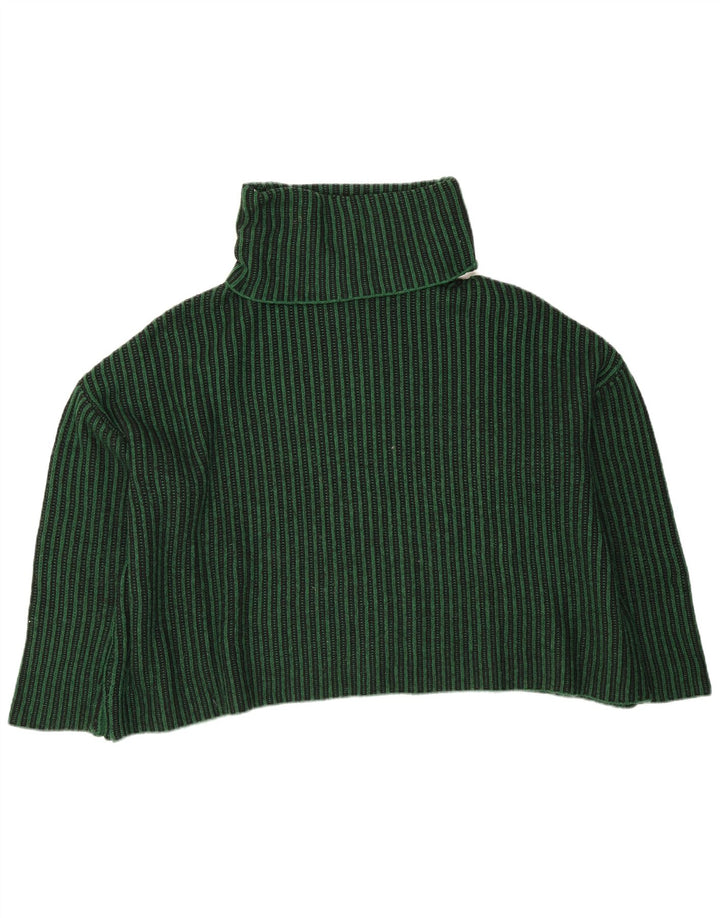 Zara Womens Oversized Roll Neck Jumper Sweater UK 14 Medium Green Striped