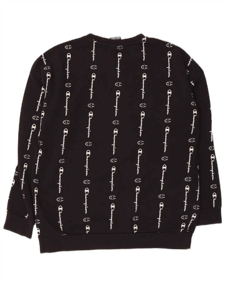 Champion Boys Graphic Sweatshirt Jumper 13-14 Years XL Black Cotton