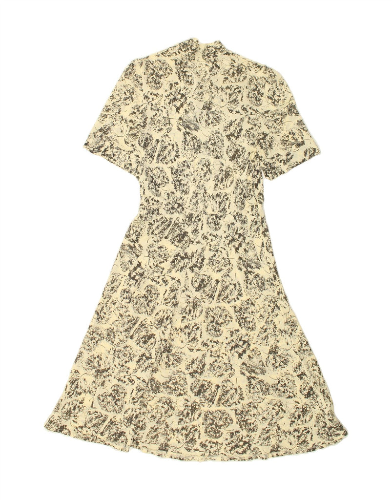 VINTAGE Womens Front Tie Maxi Dress UK 12 Medium Beige Floral | Vintage Vintage | Thrift | Second-Hand Vintage | Used Clothing | Messina Hembry 