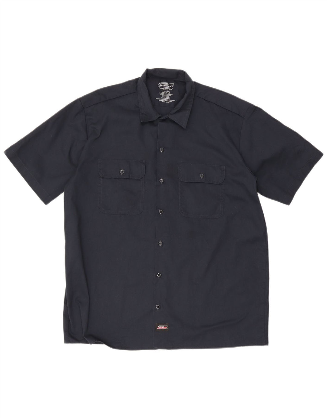Dickies Mens Short Sleeve Shirt Large Navy Blue Polyester
