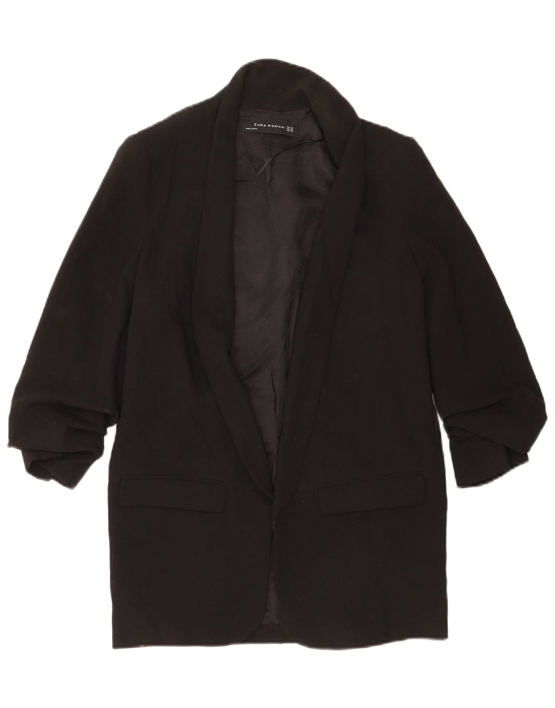 Zara Womens Open Oversized Blazer Jacket UK 6 XS Black Polyester