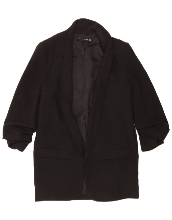 Zara Womens Open Oversized Blazer Jacket UK 6 XS Black Polyester