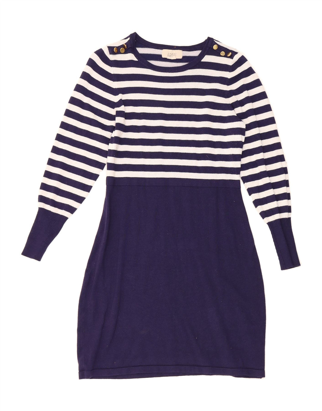 COAST Womens Jumper Dress UK 14 Medium Navy Blue Striped Viscose Vintage Coast and Second-Hand Coast from Messina Hembry 