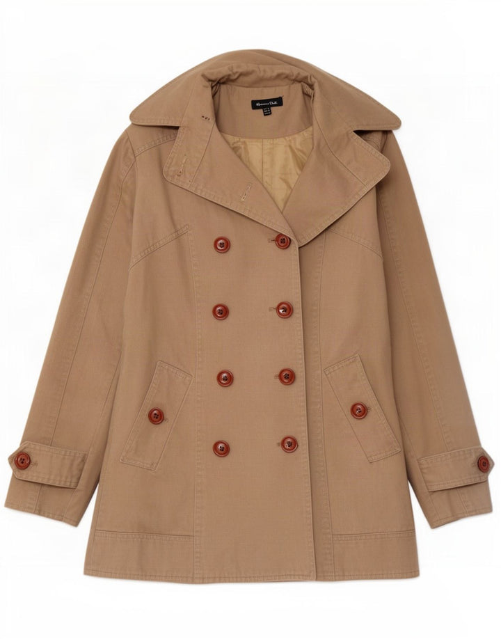 Massimo Dutti Womens Trench Coat UK 14 Medium Beige Cotton