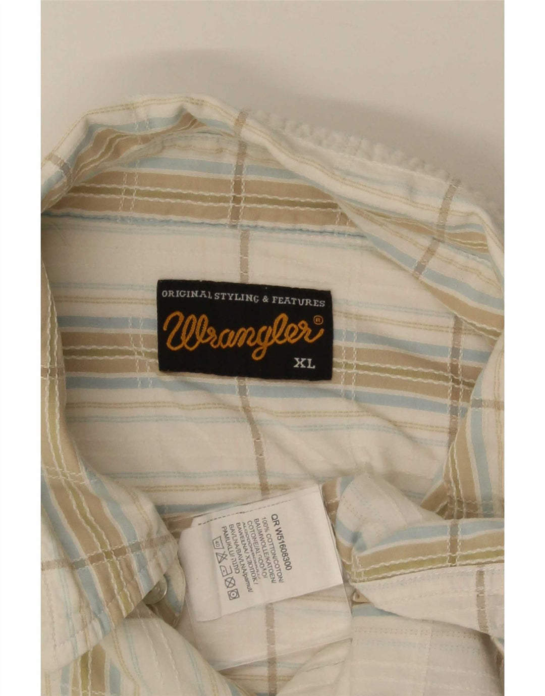 Wrangler Mens Short Sleeve Shirt XL White Check Cotton
