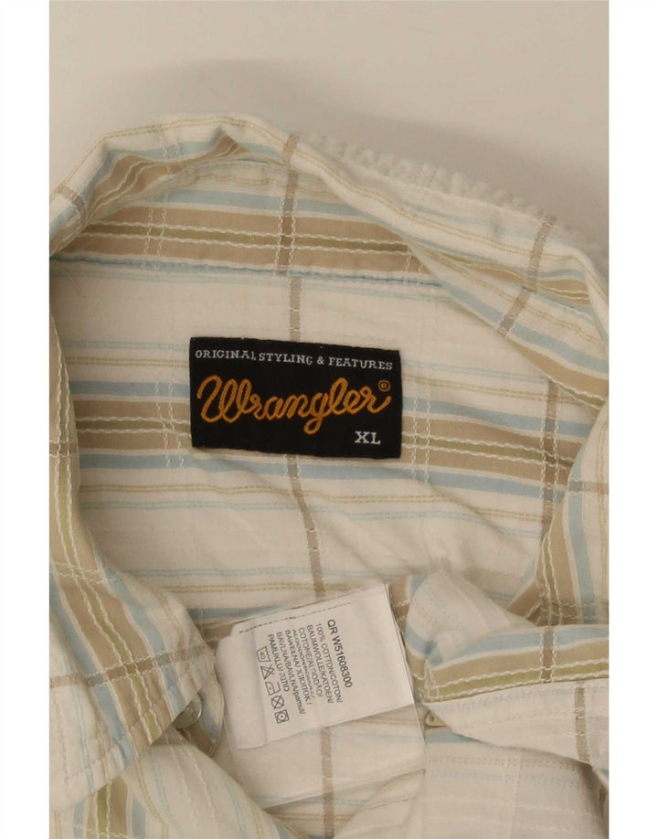 Wrangler Mens Short Sleeve Shirt XL White Check Cotton