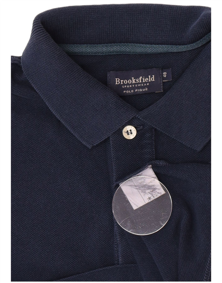Brooksfield Mens Polo Shirt IT 48 Medium Navy Blue Cotton