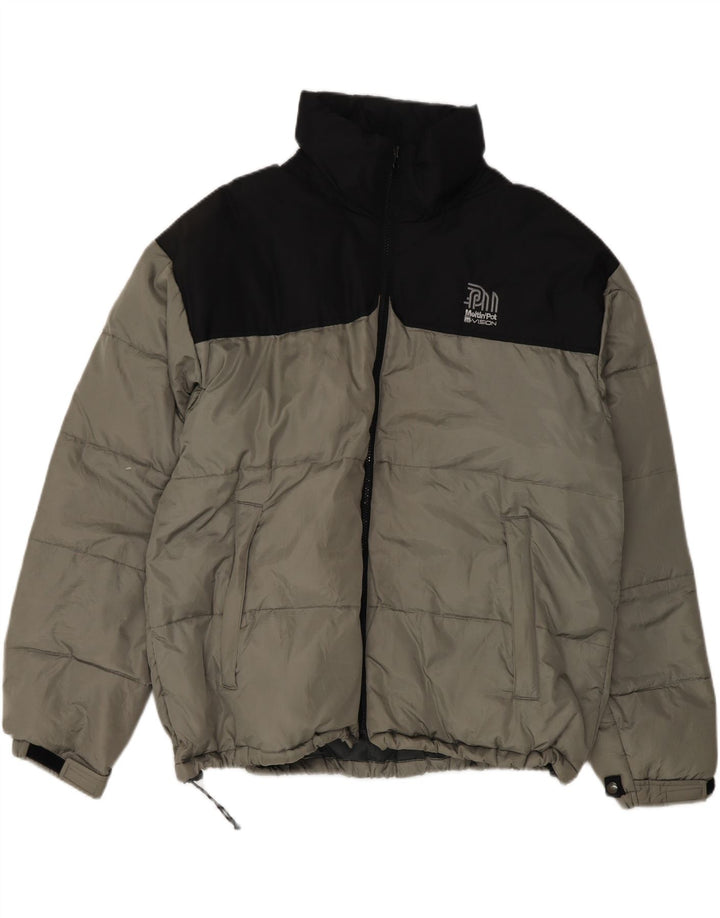 MELTIN' POT Mens Padded Jacket UK 42 XL Grey Colourblock Nylon Vintage Meltin' Pot and Second-Hand Meltin' Pot from Messina Hembry 