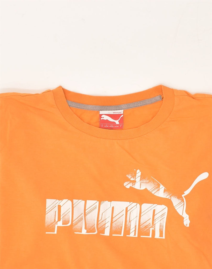 PUMA Mens Graphic T-Shirt Top Small Orange Cotton | Vintage Puma | Thrift | Second-Hand Puma | Used Clothing | Messina Hembry 