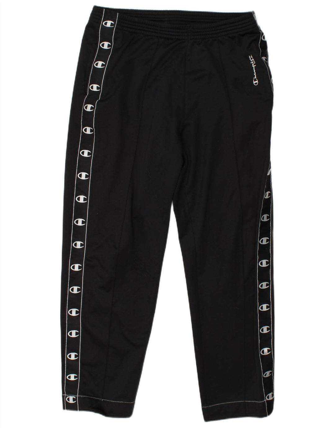 CHAMPION Mens Graphic Tracksuit Trousers Medium  Black Polyester