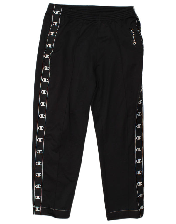 CHAMPION Mens Graphic Tracksuit Trousers Medium  Black Polyester
