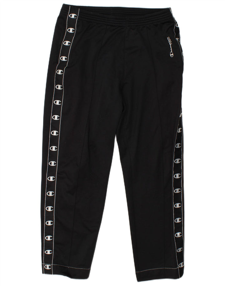 CHAMPION Mens Graphic Tracksuit Trousers Medium  Black Polyester
