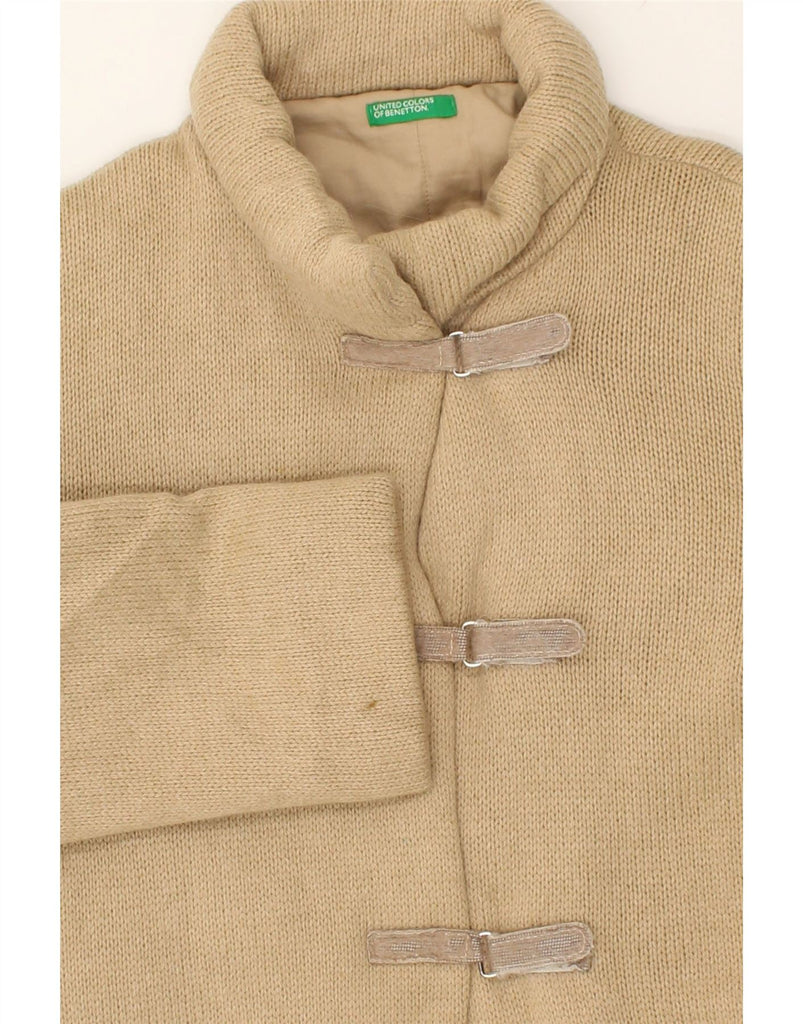 BENETTON Womens Knit Bomber Jacket UK 14 Large Beige | Vintage Benetton | Thrift | Second-Hand Benetton | Used Clothing | Messina Hembry 