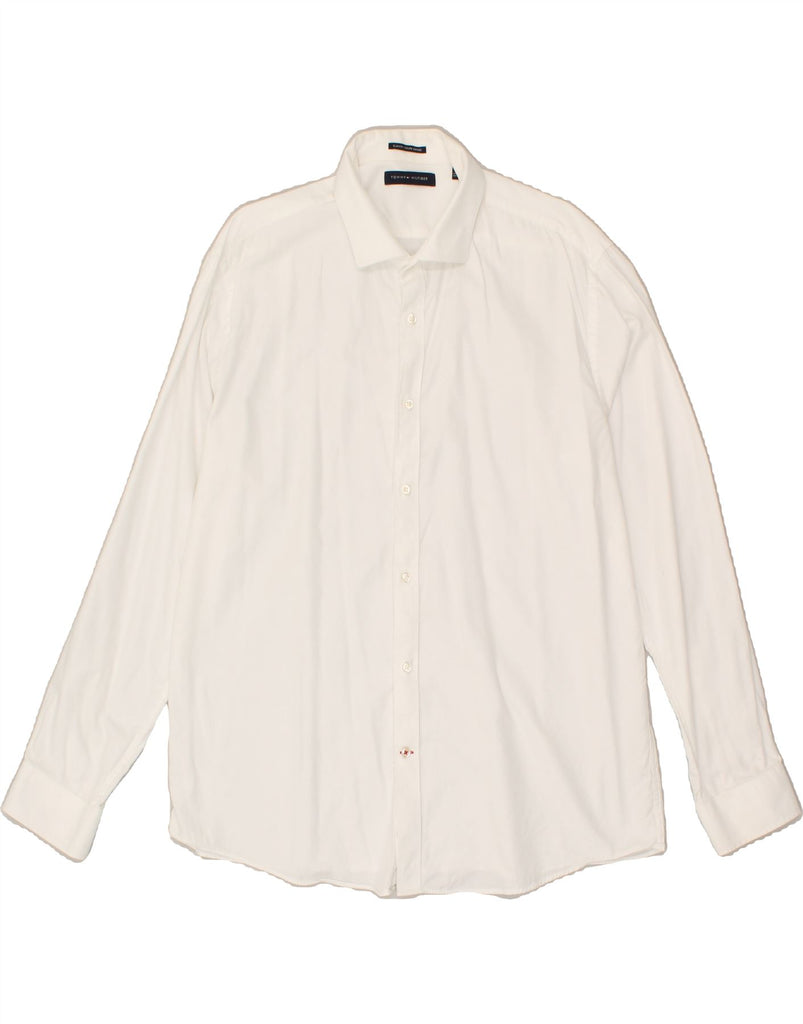 TOMMY HILFIGER Mens Slim Fit Shirt Size 17 XL White Cotton | Vintage Tommy Hilfiger | Thrift | Second-Hand Tommy Hilfiger | Used Clothing | Messina Hembry 