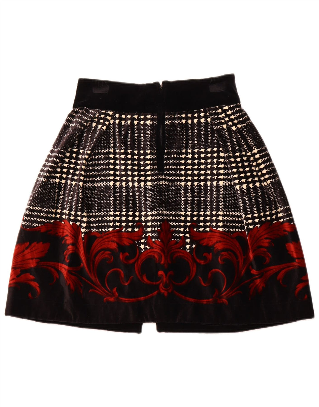 BYBLOS Womens Velvet A-Line Skirt IT 42 Medium W28  Black Floral Cotton