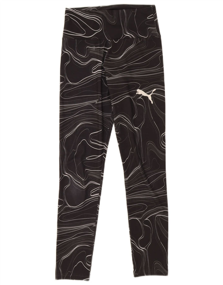 Puma Womens Abstract Pattern Leggings UK 8 Small Black Geometric