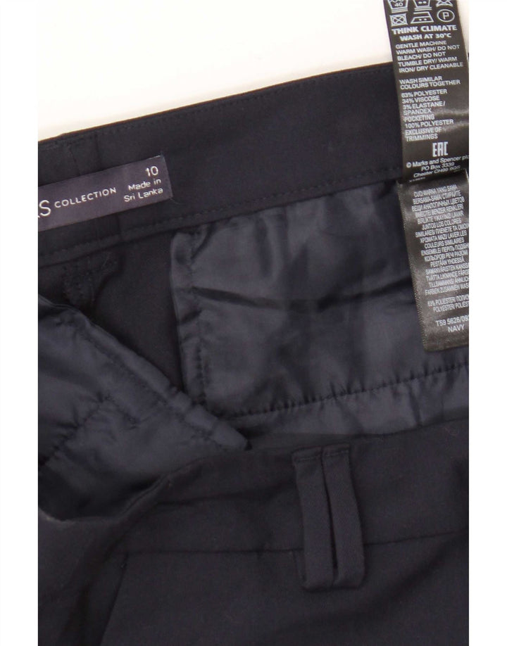 Marks & Spencer Womens Cropped Trousers UK 10 Small W32 L26 Navy Blue