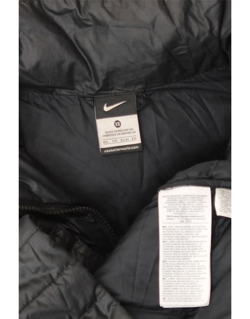 NIKE Womens Hooded Padded Coat UK 6 XS Black Polyester Vintage Nike and Second-Hand Nike from Messina Hembry 