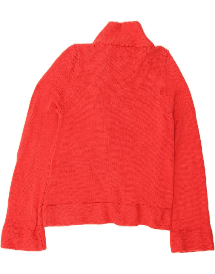 MARKS & SPENCER Womens Cardigan Sweater UK 14 Medium Red Cotton Vintage Marks & Spencer and Second-Hand Marks & Spencer from Messina Hembry 
