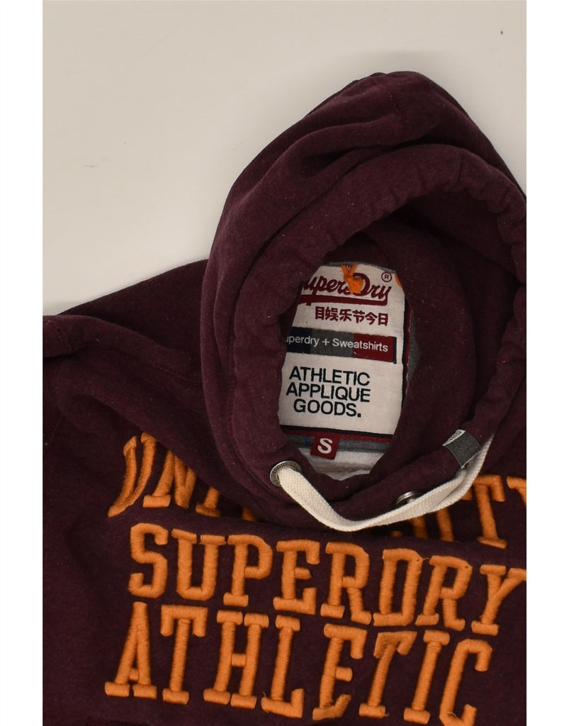 SUPERDRY Mens Graphic Hoodie Jumper Small Burgundy Cotton | Vintage Superdry | Thrift | Second-Hand Superdry | Used Clothing | Messina Hembry 