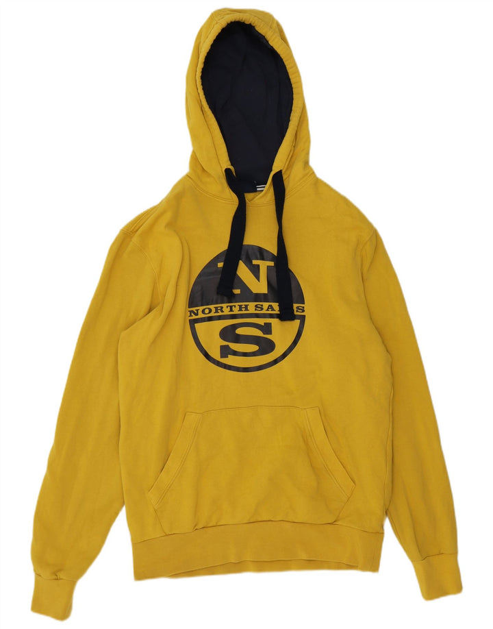 North Sails Mens Graphic Hoodie Jumper Medium Yellow Cotton