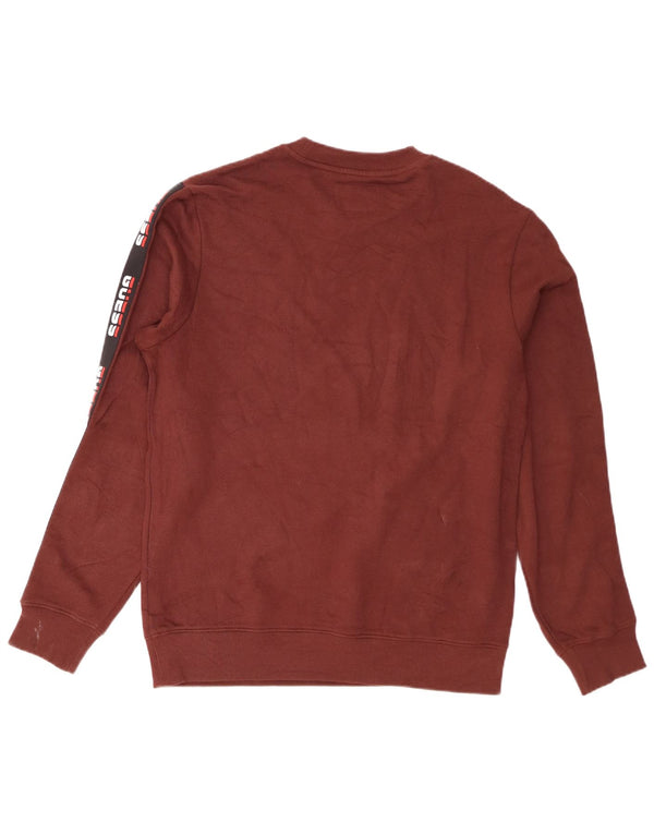 Guess Mens Graphic Loose Fit Sweatshirt Jumper Small Brown Colourblock