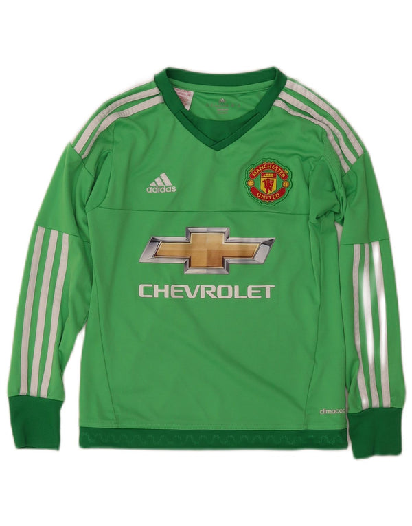 ADIDAS Boys Manchester United Graphic Top Long Sleeve 9-10 Years Green