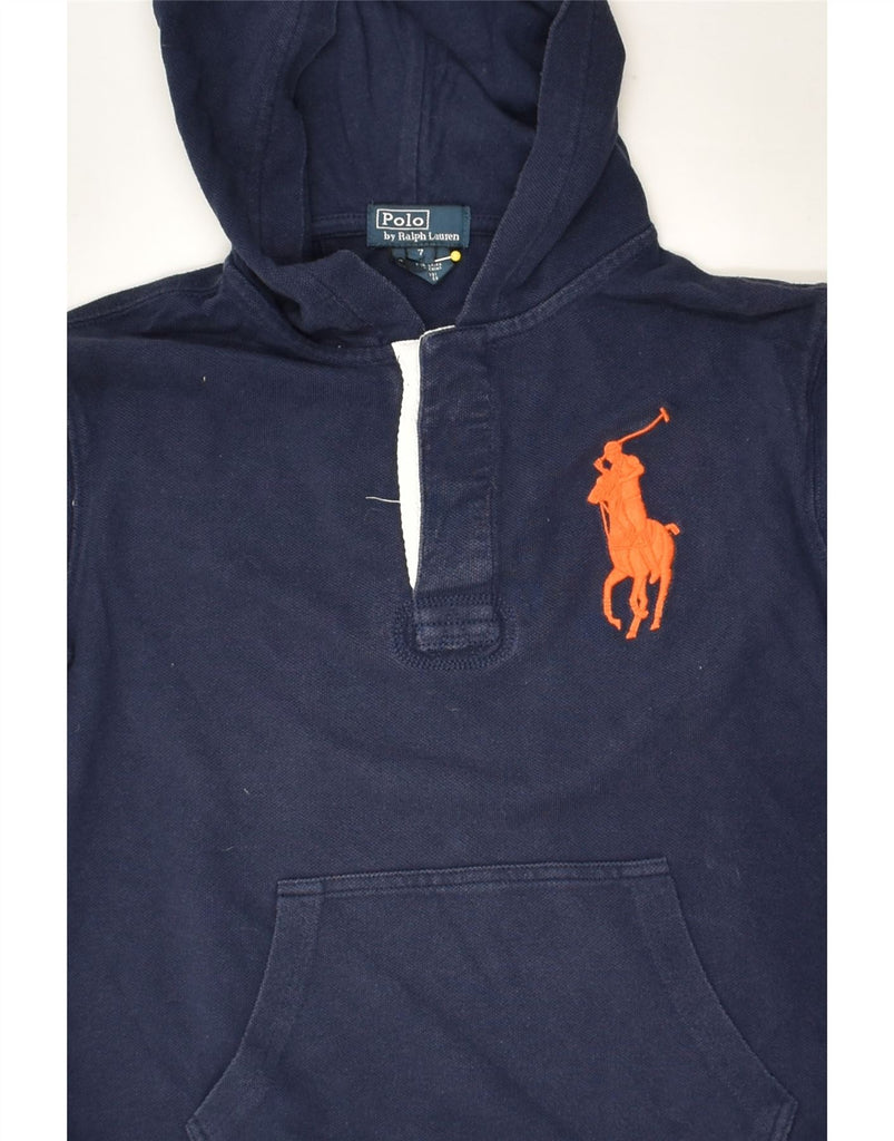 POLO RALPH LAUREN Boys Hoodie Jumper 6-7 Years Navy Blue Cotton | Vintage Polo Ralph Lauren | Thrift | Second-Hand Polo Ralph Lauren | Used Clothing | Messina Hembry 