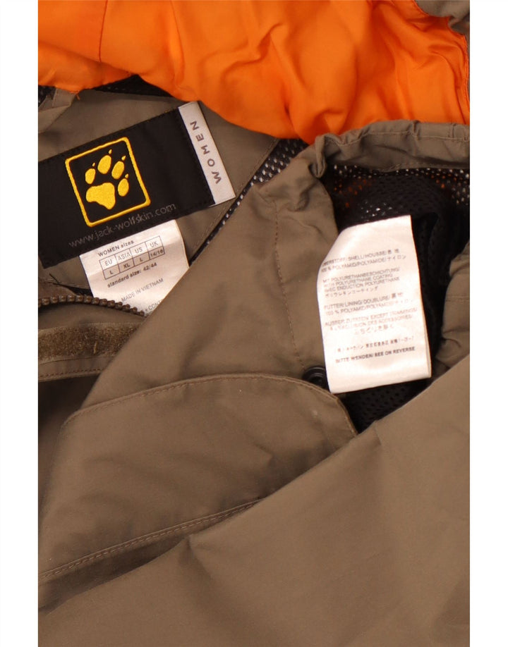 JACK WOLFSKIN Womens Hooded Rain Jacket UK 14/16 Large Beige Polyamide