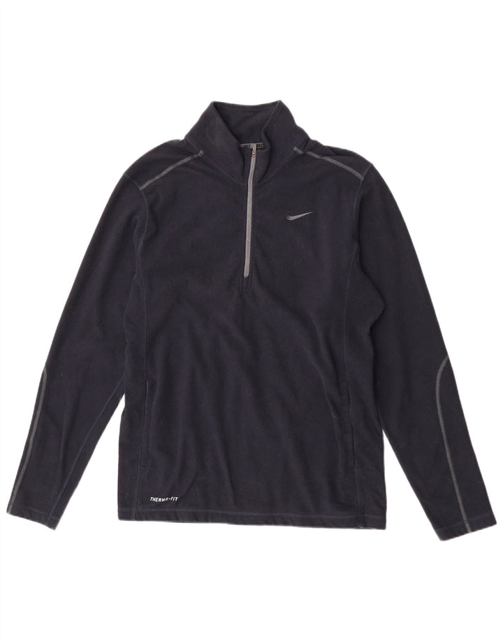 Nike Mens Therma-Fit Zip Neck Fleece Jumper Medium Navy Blue Polyester