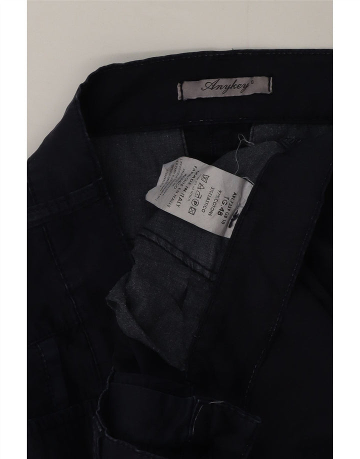 Vintage Mens Slim Cargo Trousers IT 48 Medium W32 L32 Navy Blue Cotton