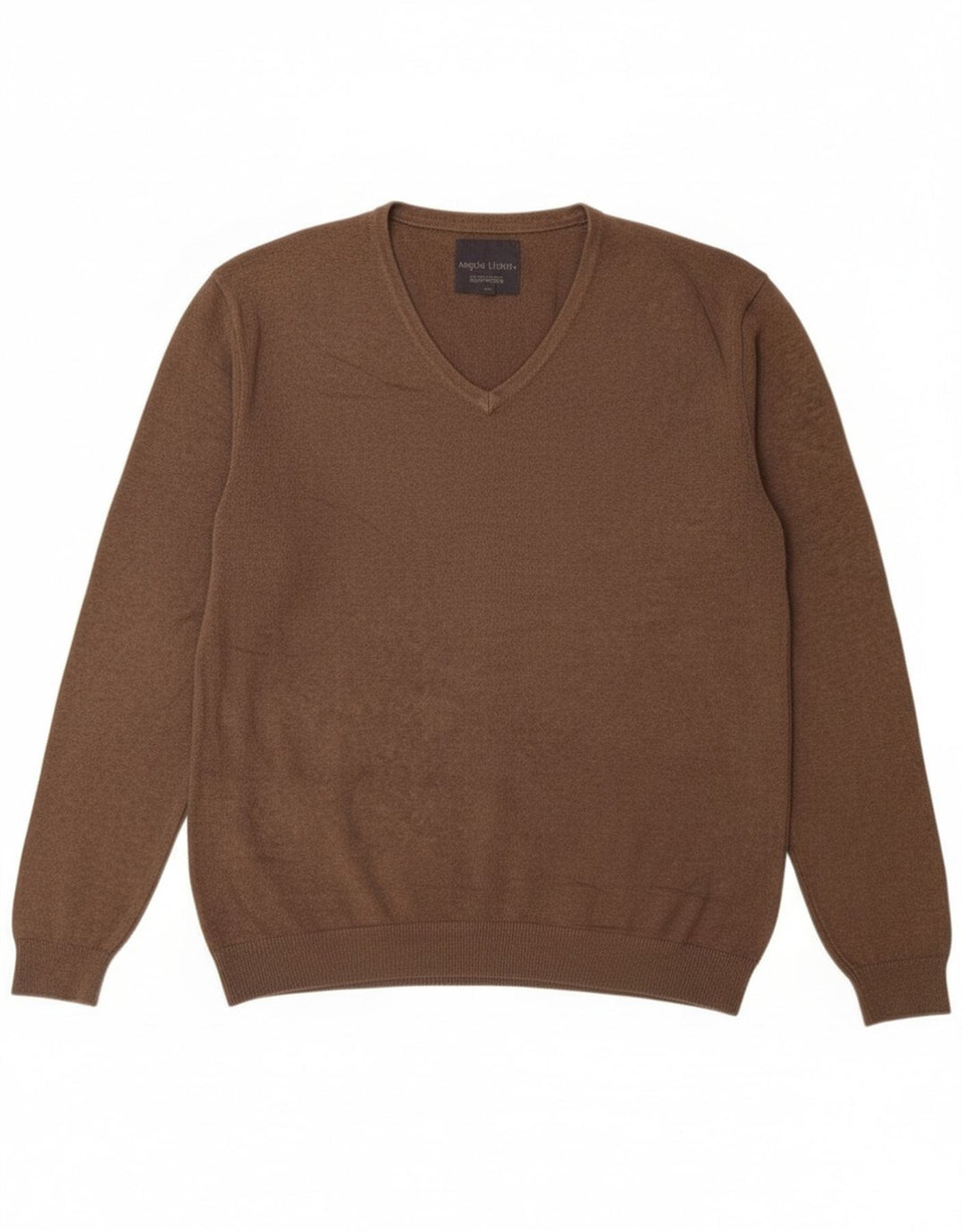 Angelo Litrico Mens V-Neck Jumper Sweater XL Brown Cotton