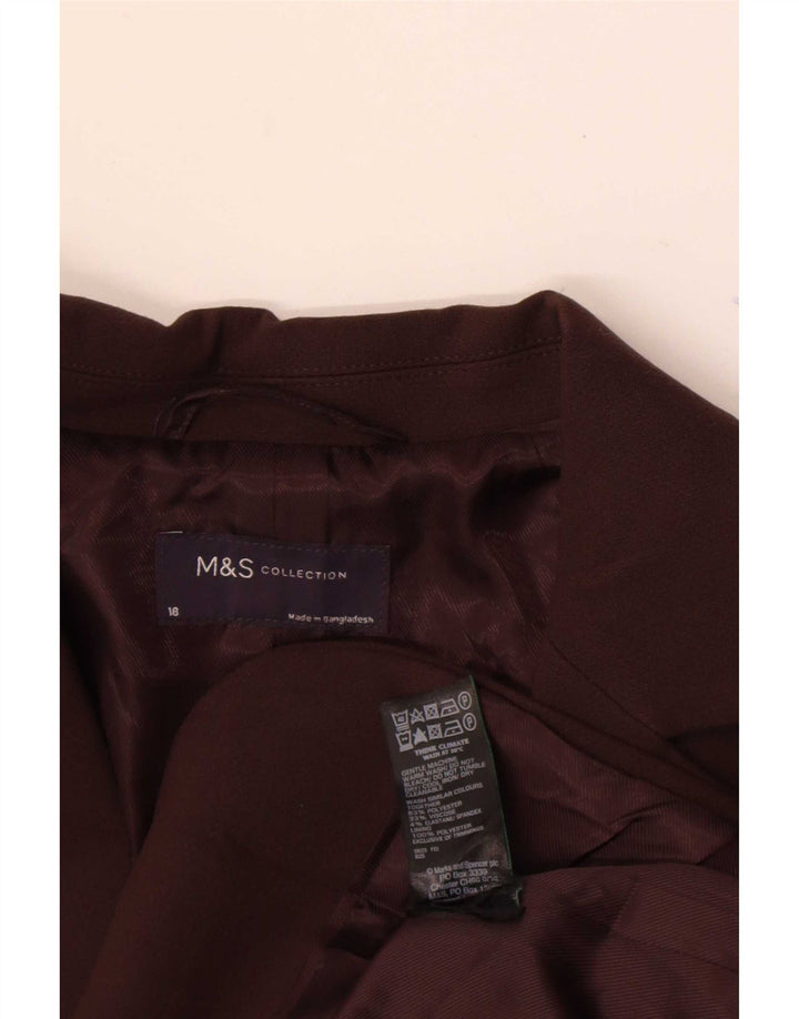 Marks & Spencer Womens 1 Button Blazer Jacket UK 18 XL Brown Polyester