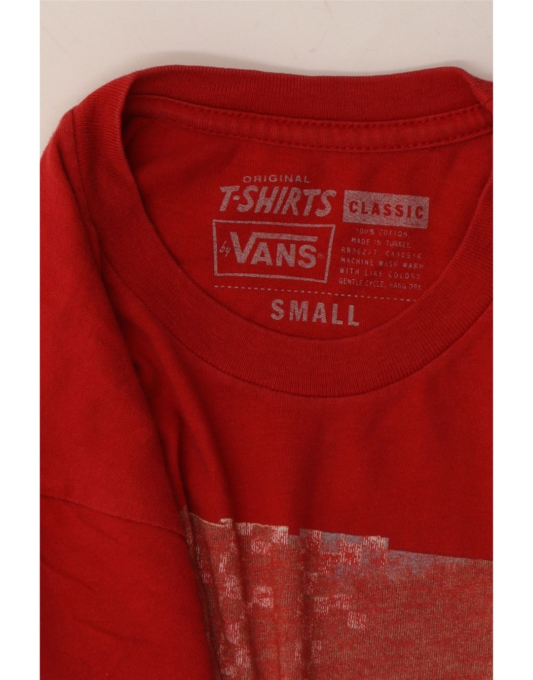 VANS Mens Classic Fit Graphic T-Shirt Top Small Red Cotton Vintage Vans and Second-Hand Vans from Messina Hembry 