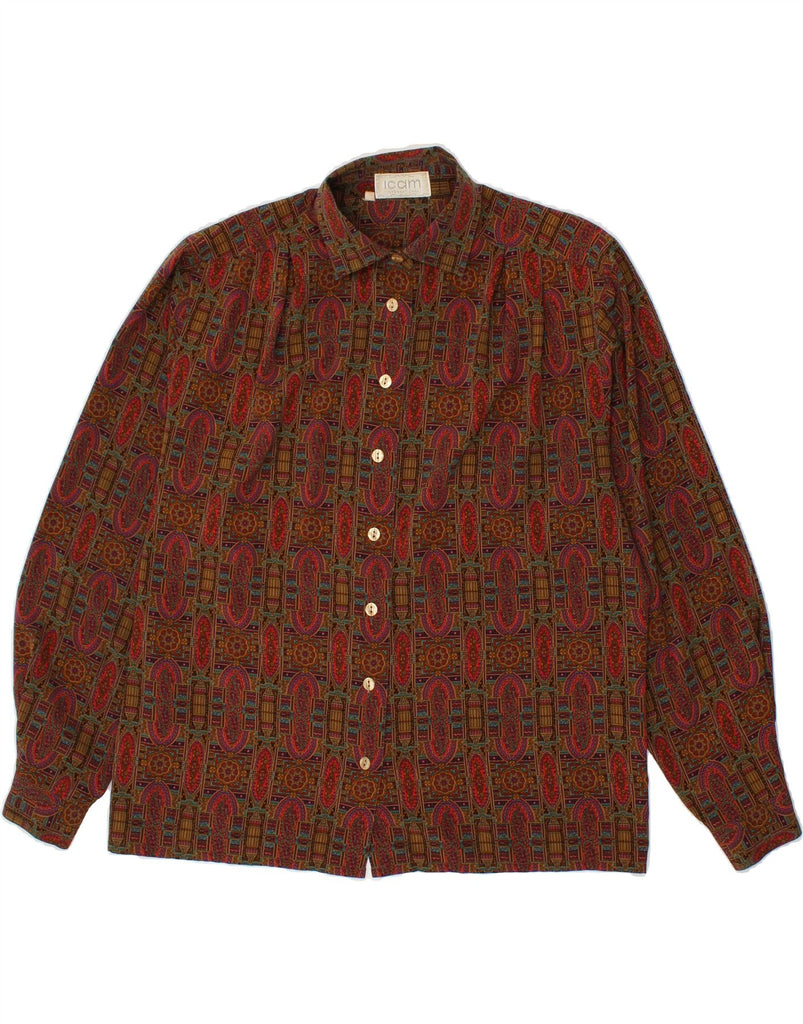 ICAM Womens Shirt IT 46 Large Brown Paisley Polyester Vintage Icam and Second-Hand Icam from Messina Hembry 