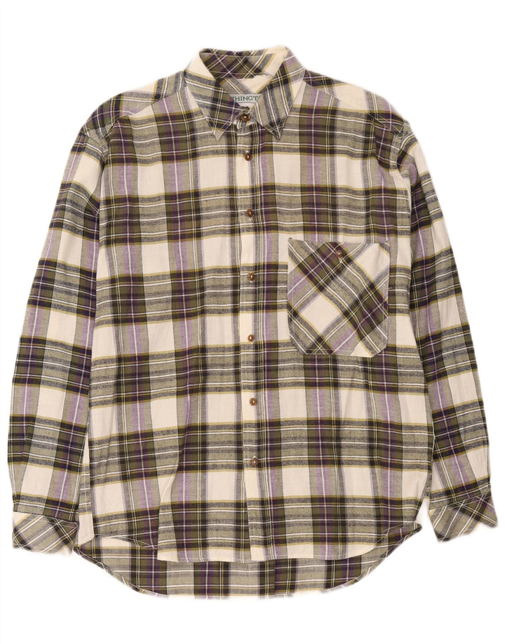 Vintage Mens Flannel Shirt Small Multicoloured Check Cotton