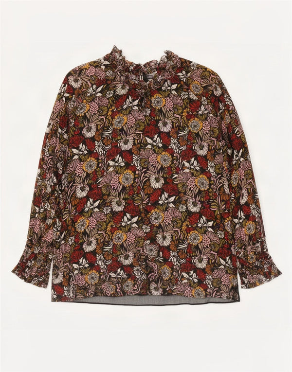 Zara Womens Long Sleeve Blouse Top UK 10 Small Multicoloured Floral