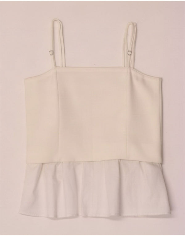 Zara Womens Cami Top UK 12 Medium White Colourblock Polyester