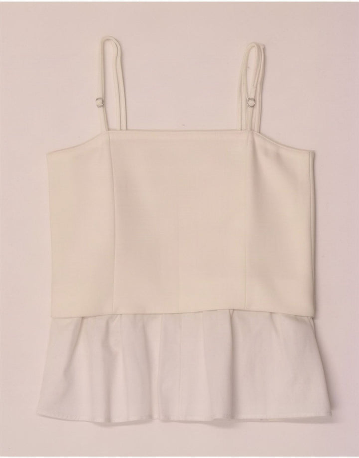 Zara Womens Cami Top UK 12 Medium White Colourblock Polyester