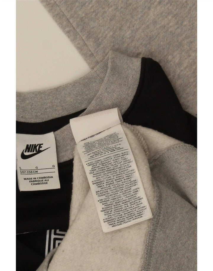 Nike Boys Graphic Sweatshirt Jumper 12-13 Years Large Black Colourblock