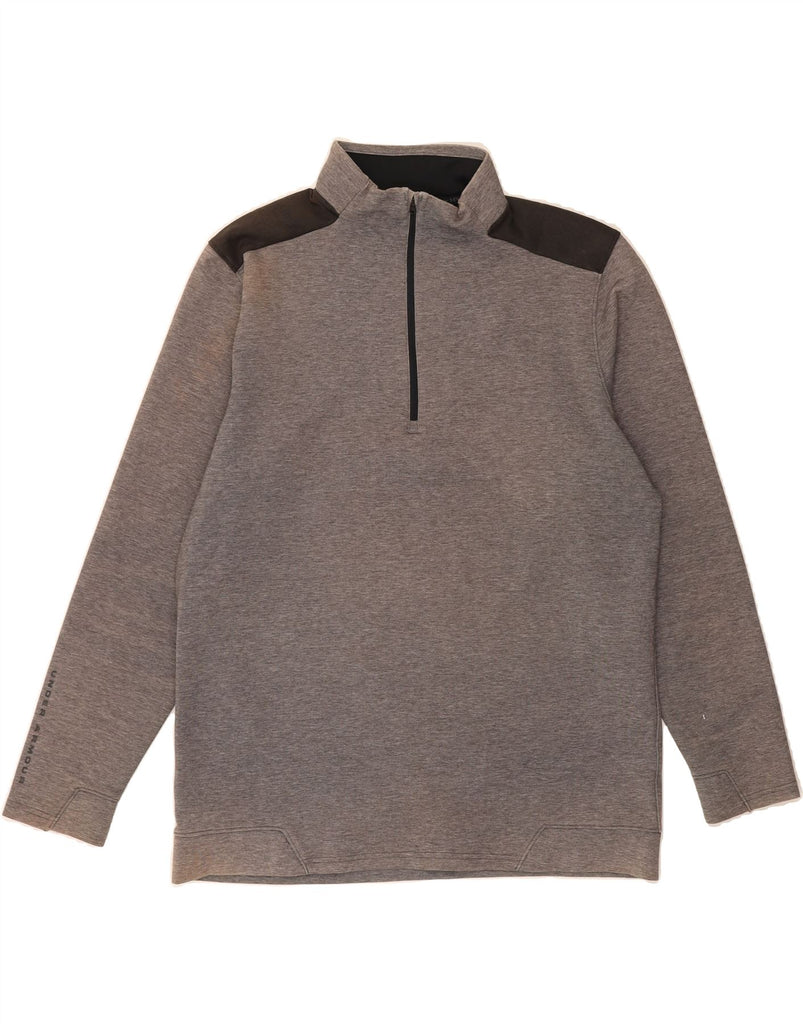 UNDER ARMOUR Mens Zip Neck Sweatshirt Jumper XL Grey Colourblock Polyester Vintage Under Armour and Second-Hand Under Armour from Messina Hembry 