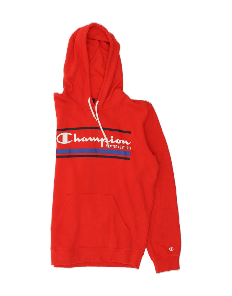 CHAMPION Mens Graphic Hoodie Jumper Medium Red | Vintage Champion | Thrift | Second-Hand Champion | Used Clothing | Messina Hembry 
