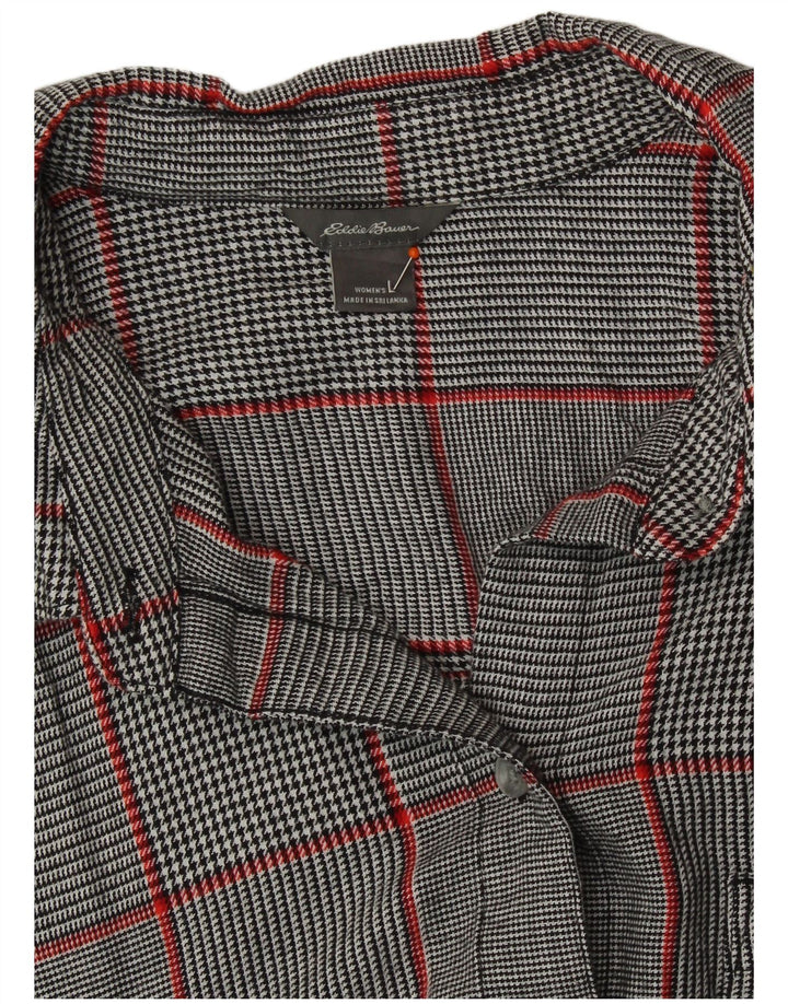 Eddie Bauer Womens Shirt UK 16 Large Grey Check