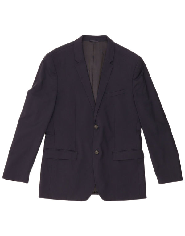 Calvin Klein Mens 2 Button Blazer Jacket IT 52 XL Navy Blue New Wool